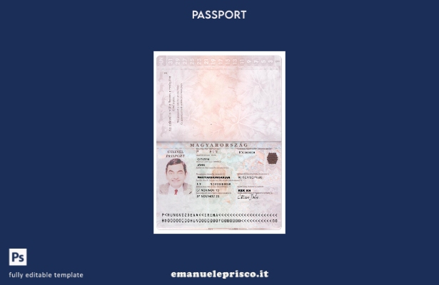 modello di versione del passaporto ungherese in stile verificato